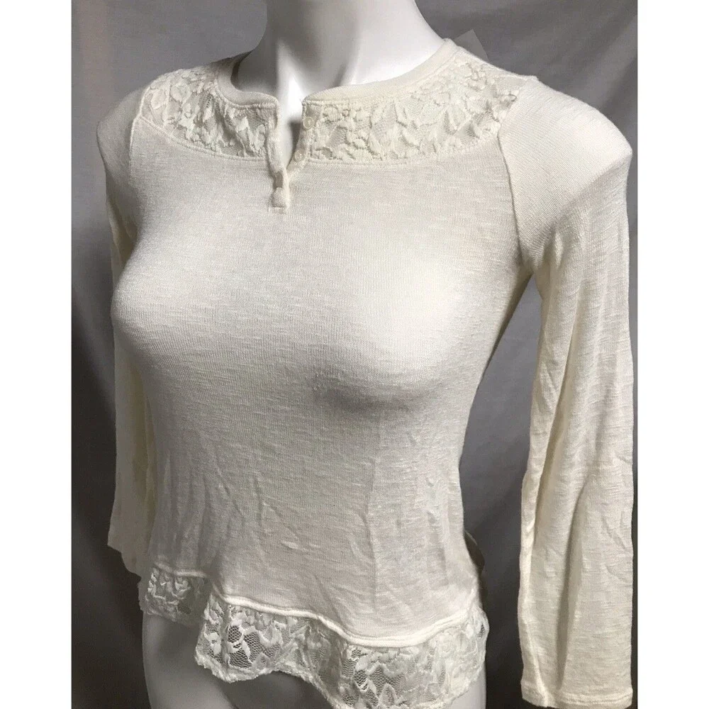 Lace Trim Ivory Cream Colored Sweater By Justice Girls Size 10 New